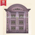 Puerta de entrada de lujo de la casa de bronce comercial o residencial, puerta de cobre revestida del doble del balanceo de la hoja